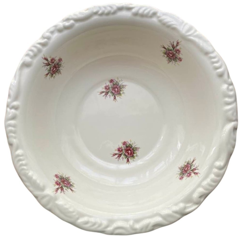 Athena Calif Pink Rose Wash Basin Bowl - Decorative Rim Shabby Chic Victorian